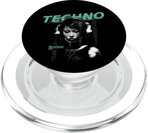 Synthwave DJ Musician Y2K Vaporwave Techno Music - Techno Music Synthwave DJ Musician Y2K Vaporwave VJ Love PopSockets PopGrip for MagSafe