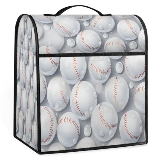 Coffee Maker Cover Baseball White Kitchen Appliance Covers Small Appliance Covers Blender Cover Juicer Cover Dust Covers for Kitchen Appliances with Top Handle and Pockets,Washable,B67