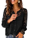 ZEAGOO Womens Blouses Dressy Sheer Lace Top Long Sleeve Shirt Going Out Top