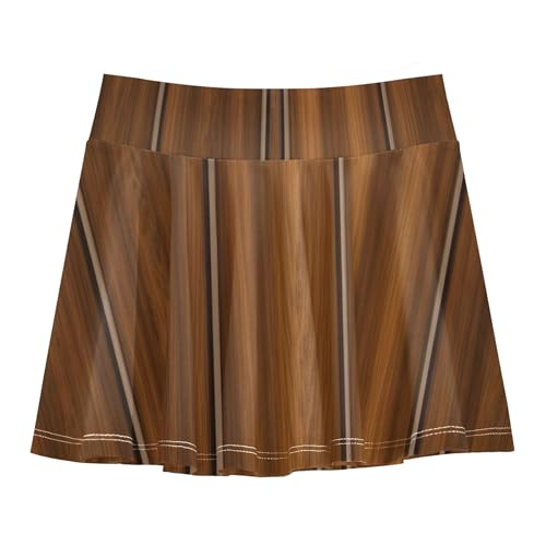 Joisal Brown Wood Texture Girls Skorts Athletic Shorts Tennis Skirts Kids Dance Flowy Skort 3t2
