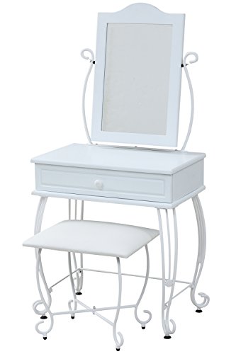 JKプラン ロートアイアン シリーズ ドレッサー スツール 付 アイアン 脚 アンティーク風 クラシック レトロ IRI-1005-WH