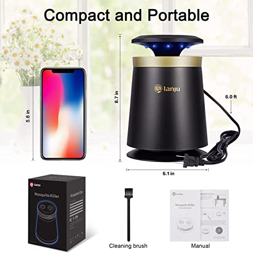 Lanju Fly Traps For Indoors, Non-Zapper Mosquito Catcher Gnat Moth Fruit Flies Insect Trap With Strong Suction, Quiet Odorless Air Drying Home Mosquito Killer Bug Trap(Black-Round) #TOP6