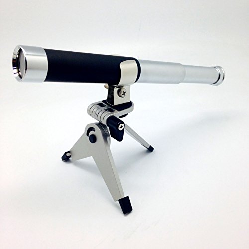 Telescopio metálico negro mate con trípode miniatura 1