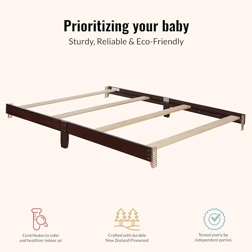 Image of Dream On Me Universal Crib to Full Size Bed Conversion Kit, Solid Wood Bed Rails for Select Convertible Cribs, Strong & Stable Support, Espresso
