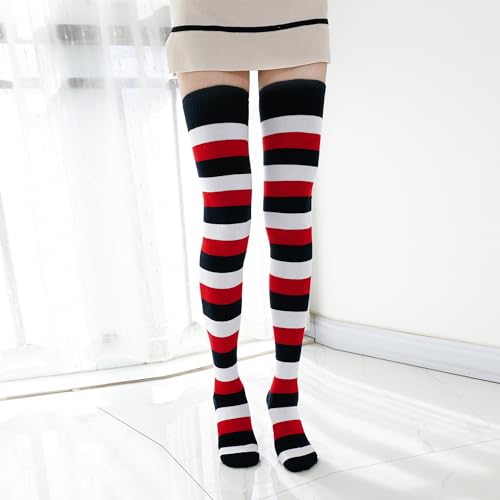 Image of Kayhoma Extra Long Cotton Stripe Thigh High Socks Over the Knee High Socks