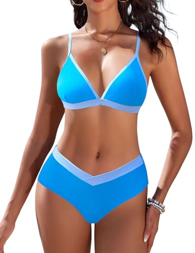 Nadeer Damen Bikini Set Sexy Badeanzug Zweiteiliger Triangel Bikinioberteil Niedrige Taille Bikinihose mit Verstellbare ...