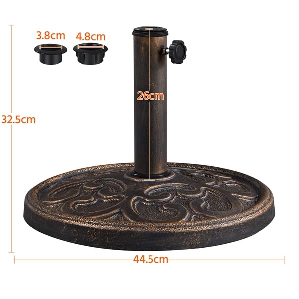 Yaheetech Sonnenschirmständer Balkonschirmständer Marktschirmständer Sonnenschirmfuß Sonnenschirm Ständer für Sonnenschirmstöcke bis 38 mm / 48 mm, Bronze