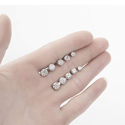 Moissanite Stud Earrings, 2Ct 6.5Mm Df Color Brilliant Round Cut Lab Created Moissanite Earrings 18K White Gold Plated Silver Friction Back For Women Men #TOP1