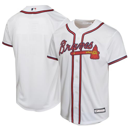 Outerstuff Atlanta Braves MLB Kids Youth 4-20 White Home Team Jersey (14-16)