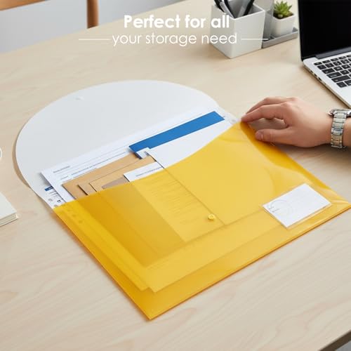 Image of Shuban Double Pocket Document Folders Letter A4 Size File Envelopes with Label Pocket & Paste Button for School Home Work Office Organization (Style-1-Double Pocket Bag (Standard)-4Pcs-Multi Color)