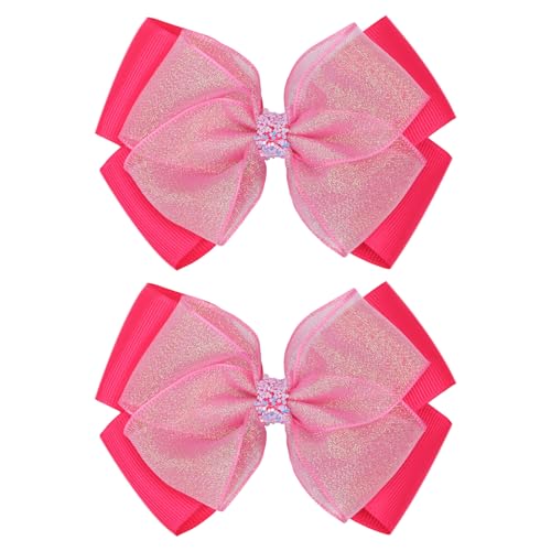 Pinzas para el cabello con moños de organza 4.5 pulgadas, paquete de 2 miniatura 1
