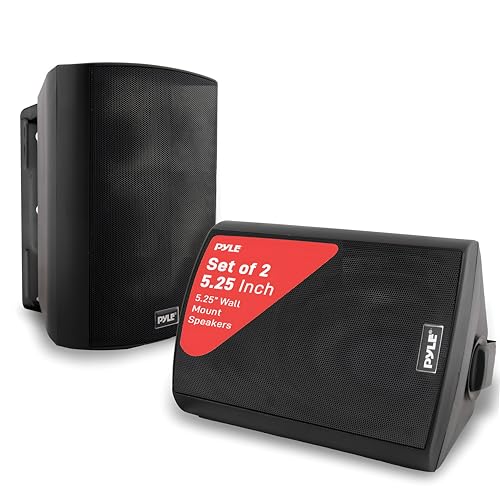 Pyle Waterproof Wall Mount Speaker System - 5.25 Inch Active + Passive Pair Wireless Bluetooth...