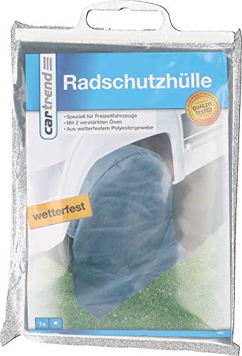 Cartrend Carvan 10261 Radschutzhülle,Radabdeckung,Reifenabdeckung,Schutzbezug,Schützhülle,aus Polyestergewebe mit 2 Ösen und Ring für Caravan,Wohnmobile, Wohnwagen, Oldtimer bis 14 Zoll Reifengröße