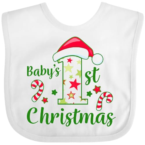inktastic Baby's First Christmas with Candy Canes and Stars Baby Bib