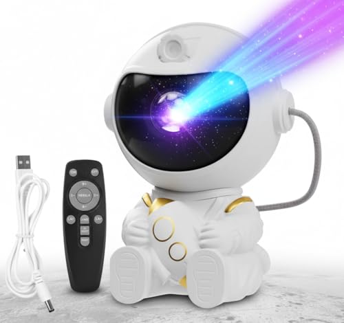 Proyector de estrellas con luz nocturna de galaxia, proyector espacial de astronauta, lámpara LED de techo de nebulosa estrellada con temporizador y control remoto, regalo para niños y adultos