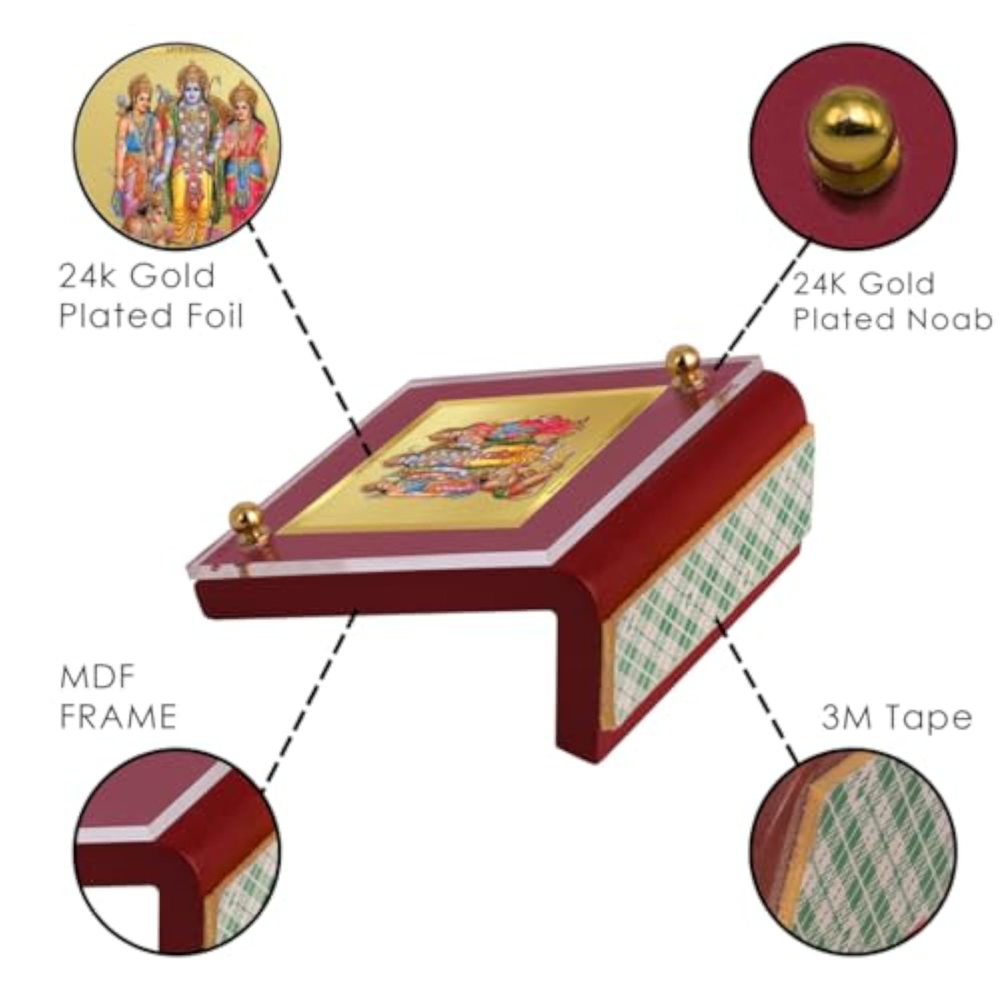 Ram Darbar God Idol Photo Frame for Car Dashboard