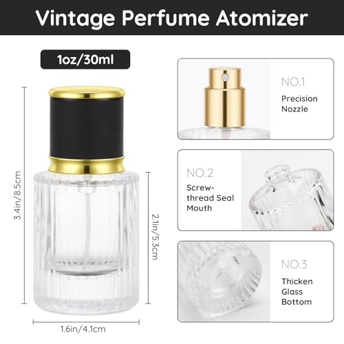 Segbeauty 1oz Glass Perfume Travel Refillable Atomizers 4pcs, Small Perfume Spray Bottle Empty, 30ml Clear Travel Cologne Sprayer with Refill Tool Kit, Sample Cologne Bottles, Fragrance Atomizer by Segbeauty - Image 4