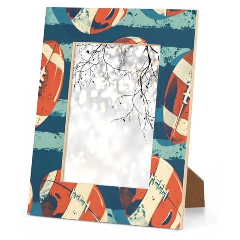 FUMAFI American Football 5x7 Picture Frame Football 5x7 Wood Photo Frame Wall Mounting and Tabletop Display Picture Frame Cover