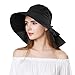 Siggi Womens Summer Bill Flap Golf Cap UV 50 Cotton Sun Hat with Neck Cover Cord Crushable Large Brim Black