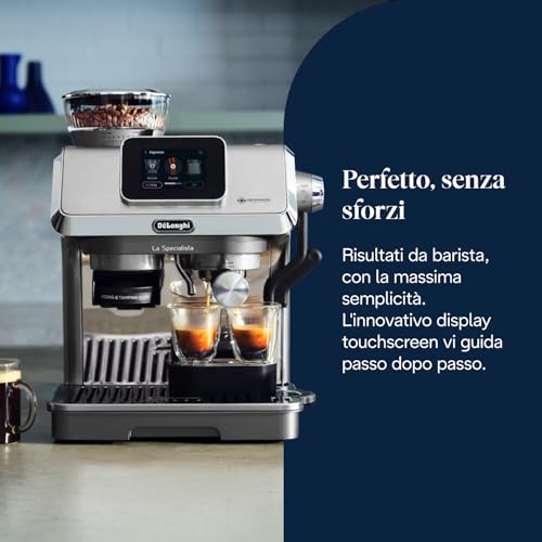 De’Longhi La Specialista Touch – Perfetto Macchina Da Caffè Espresso, Macinacaffè Integrato, 10 Bevande Incl. Cold Brew In Un Solo Tocco, Montalatte Automatico E Manuale, Touchscreen, Metal (EC9455.M) - 2