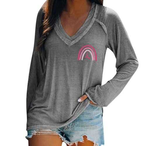 Blusas femininas de outono 2024, manga comprida, gola V, caimento solto, casual, pulôver confortável