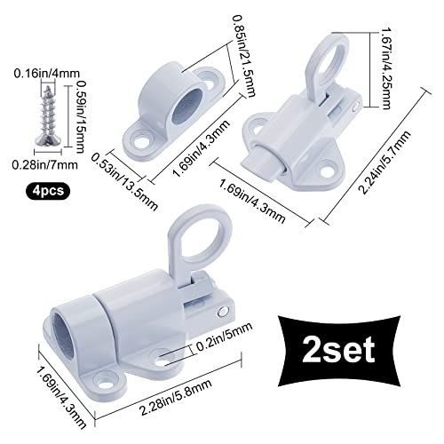 GORGECRAFT 2 Sets Self-Closing Latch Aluminum Alloy Automatic Window Spring Latch Spring Loaded Latch Slide Lock Security Automatic Window Gate Slide Locks for Inside Door White - Image 2
