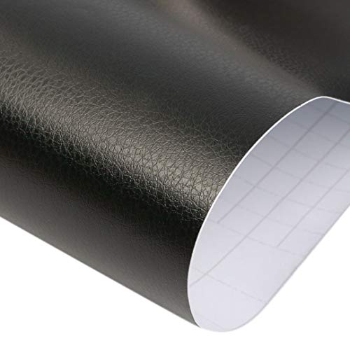 Image of CVANU Car Interior Leather Textured Vinyl Wrap Sticker Decal Film Self Adhesive,Black CV-28 24''x25''inch