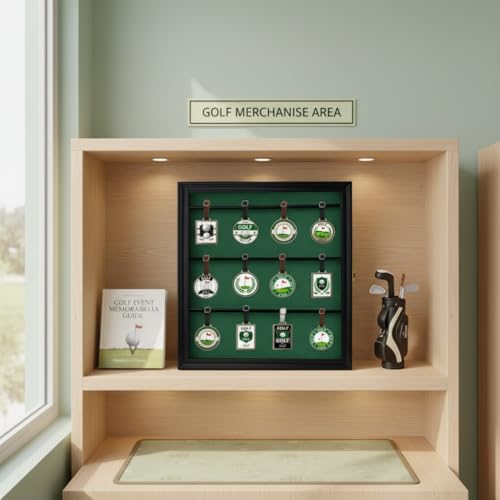 Image of Golf Club Bag Tag Collection Display Case Holds Wall Mount Wooden Shadow Box W /98% UV Acrylic Door Lockable Storage Box for Collection (Black - Bag Tag Frame)