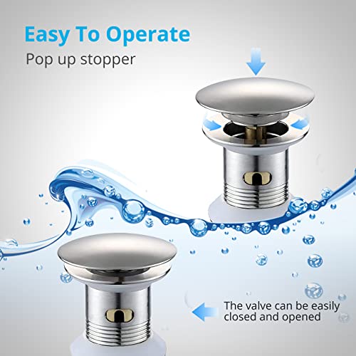 Wovier Bathroom Faucet Vessel Vanity Sink Pop Up Drain Stopper Without Overflow,Matte Black #TOP1