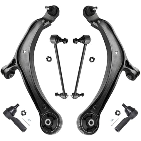 Detroit Axle - 6pc Front End Suspension Kit for 2011-2017 Honda Odyssey, 2 Lower Control Arms with Ball Joint Assembly 2 Outer Tie Rod Ends 2 Sway Bar End Links 2012 2013 2014 2015 2016 Replacement Cover