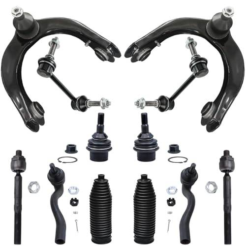 Image of Detroit Axle - Front Upper Control Arms Ball Joints Sway Bars Tie Rods Boots Replacement for 2011-2015 Jeep Grand Cherokee Dodge Durango - 12pc Set