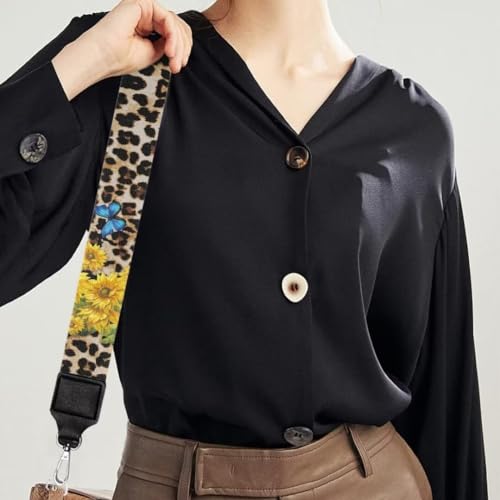 Image of Coldinair Leopard Print Purse Strap Replacement Sunflower Crossbody Handbag Straps Butterfly Wide Wide Strap for Crossbody Bag