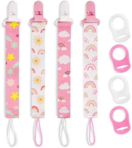 Amazon.com : 4 Pack Pacifier Clips for Boys Girls, Dummy Clips Baby ...