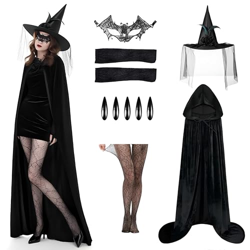 6 Stück Hexenkostüm Damens,Halloween Hexenkostüm Damen,Hexen Kostüm Damen,Halloween Kostüm Damen Hexe,Witch Costume Women,Elegantes...