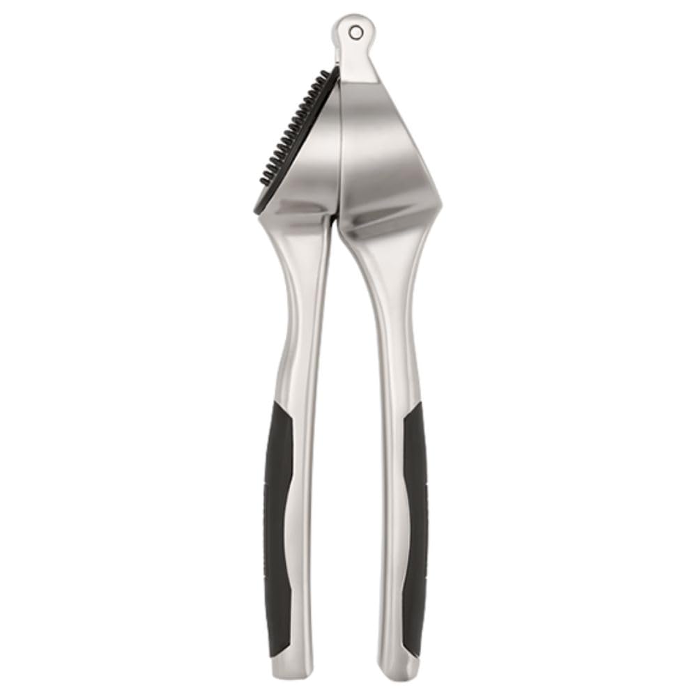 Stellar White Contour Gadgets Garlic Press, Cushioned Grip, Dishwasher Safe, Chrome Plated Zinc Alloy