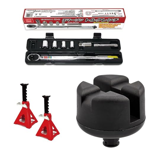 【セット買い】エマーソン(Emerson) トルクレンチ 40?200N・m トルク精度 ±4% 12.7mm (1/2インチ) 103N・mプリセットタイプ 14/17/19/24mm+21mm EM-29 + 車用ジャッキスタンド 3t 2個セット E