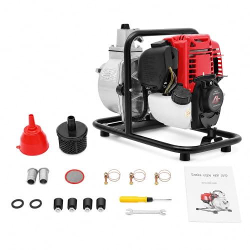 JLYNOWPT 1' Trash Pump, 4 Stroke Gas Powered Water Pump with Filter and Funnel, Gasoline Engine Water Pumps with 8m/26.25ft Max Suction, 30m/98.43ft Max Lift for Agricultural Irrigation