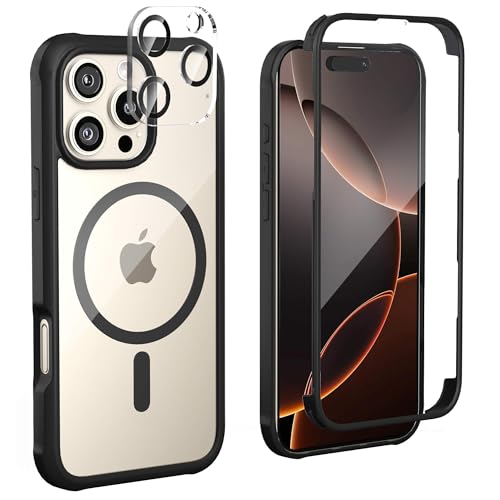 Leedia Handyhülle Kompatibel mit iPhone 16 Pro Magsafe Hülle 360 Grad Ganzkörper Eingebauter Panzerglas Displayschutz Sc...