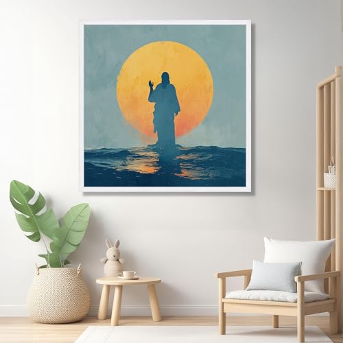 Fresque religieuse chrétienne toile Jésus 60x60 impression murale