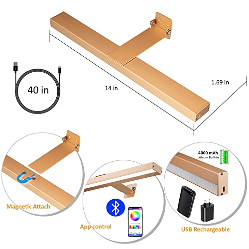 Image of MIOBLUE Rechargeable Picture Light, Battery Painting Light Display Lamp with APP Music Sync Multi Dynamic Modes Timer Dartboard Artwork Light for Frame Portrait