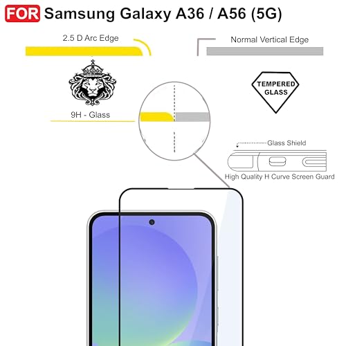 Image of CEDO Tempered Glass for Samsung Galaxy A36 / A37 / A56 (5G) | Screen Protector Full HD Quality Tempered Glass Anti-Scratch Edge to Edge Coverage with Easy Installation Kit (Black)