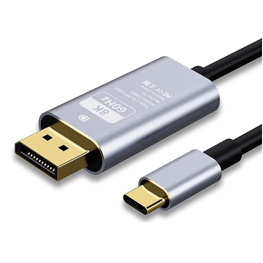 USB C to DisplayPort Cable 8K@60Hz,30Hz,4K 144Hz 120Hz Thunderbolt3 to Displayport Cable,USB Type C to DP Cable Thunderbolt3 Compatible with MacBook,Air,iMac,iPad Pro,XPS,Laptop,Projector,TV,PC