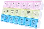 Organisateur de grande pilule hebdomadaire 3 Temps un jour, l'humidité-proof 7 Boîte à pilules de jour, mallettes de voyage Portable pour les pilules Vitamine Fish Oil Suppléments