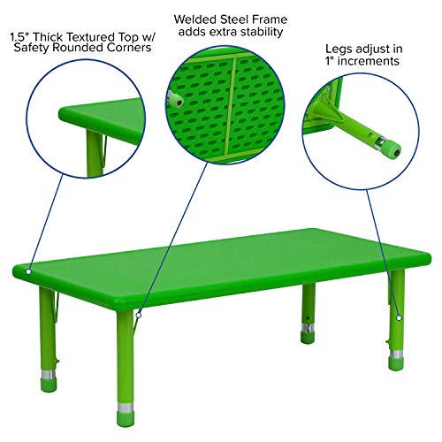 Emma + Oliver 24X48 Green Plastic Height Adjustable Activity Table #TOP3