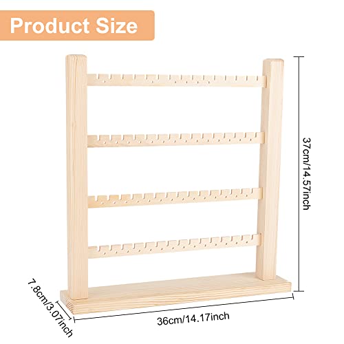 FINGERINSPIRE 4-Tier Wooden Earring Display Organizer Holder60 Slots and 56 Holes Wheat Detachable Earring Display Stand Jewelry Display Rack Jewelry Tower for Long Earrings Ear Studs Storage - Image 2