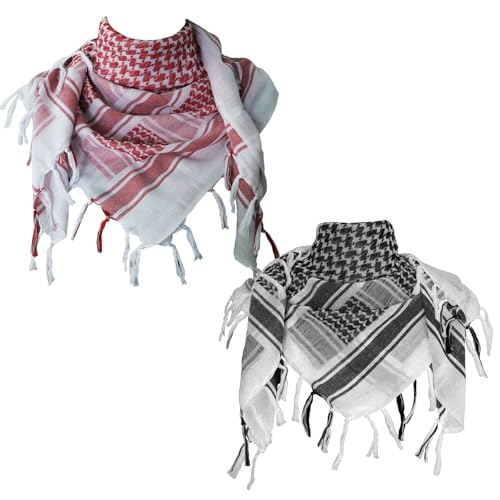 Image of Explore Land Cotton Shemagh Keffiyeh Tactical Desert Scarf Neck Head Wrap with Tassel for Men Women