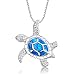 Produktbild ANLW Victoria Schmuck [Gesundheit & Langlebigkeit] 925 Sterling Silber Schafft Blaue Opal Schildkröte Anhänger Halskette 18