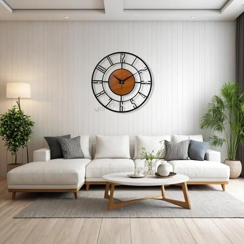 Image of vissera Designer Metal Wall Clock for Living Room | Antique Stylish Fancy Decorative Big Size Wall Watch for Bedroom, Office, Kitchen, Dining, Hall and Decor