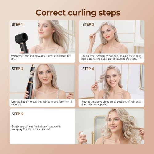 Image of 5 in 1 Blow Dryer Brush Set, Detachable Hot Air Styler & Hair Dryer Brush for Women, Blowout Brush with Auto Wrap Curling Iron, Smoothing Brush & Round Brush Volumizer for All Hair Types