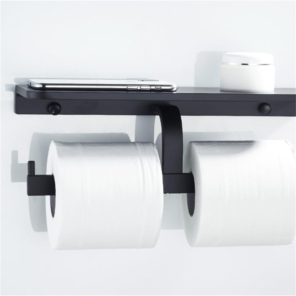 Soap Dishes, Black Towel Rack Ring Hair Dryer Holder Mounted Toilet Paper Basket(Row Hook)